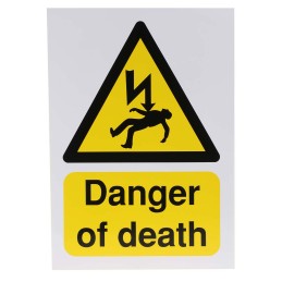 1 pcs - RS PRO Self-Adhesive General Hazard Hazard Warning Sign (English)