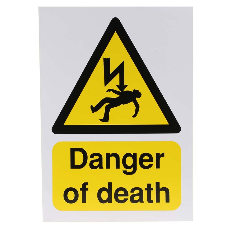 1 pcs - RS PRO Self-Adhesive General Hazard Hazard Warning Sign (English)