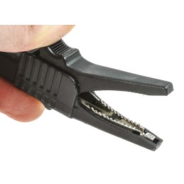 1 pcs - Mueller Electric Crocodile Clip 4 mm Connection, Nickel-Plated Steel Contact, 30A, Black