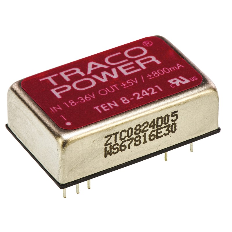 5 pcs - TRACOPOWER TEN 8 DC-DC Converter, ±5V dc/ ±800mA Output, 18 - 36 V dc Input, 8W, Through Hole, +85°C Max Temp