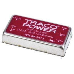 5 pcs - TRACOPOWER TEN 30 DC-DC Converter, 12V dc/ 2.5A Output, 18 - 36 V dc Input, 30W, Through Hole, +85°C Max Temp