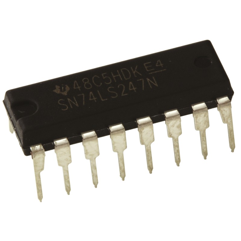 5 pcs - Texas Instruments SN74LS247N, Decoder, 16-Pin PDIP