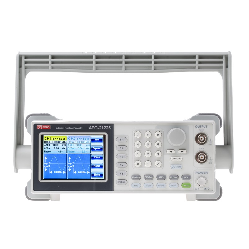1 pcs - RS PRO AFG21225 Function Generator, 1μHz Min, 25MHz Max, FM Modulation, Variable Sweep - RS Calibration