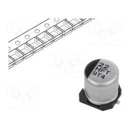 10 pcs x PANASONIC - EEEFT1H220AR - Capacitor: electrolytic, low ESR, SMD, 22uF, 50VDC, Ø5x5.8mm, ±20%