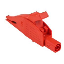 1 pcs - Staubli Crocodile Clip 4 mm Connection, Brass Contact, 32A, Red