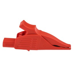 1 pcs - Staubli Crocodile Clip 4 mm Connection, Brass Contact, 32A, Red
