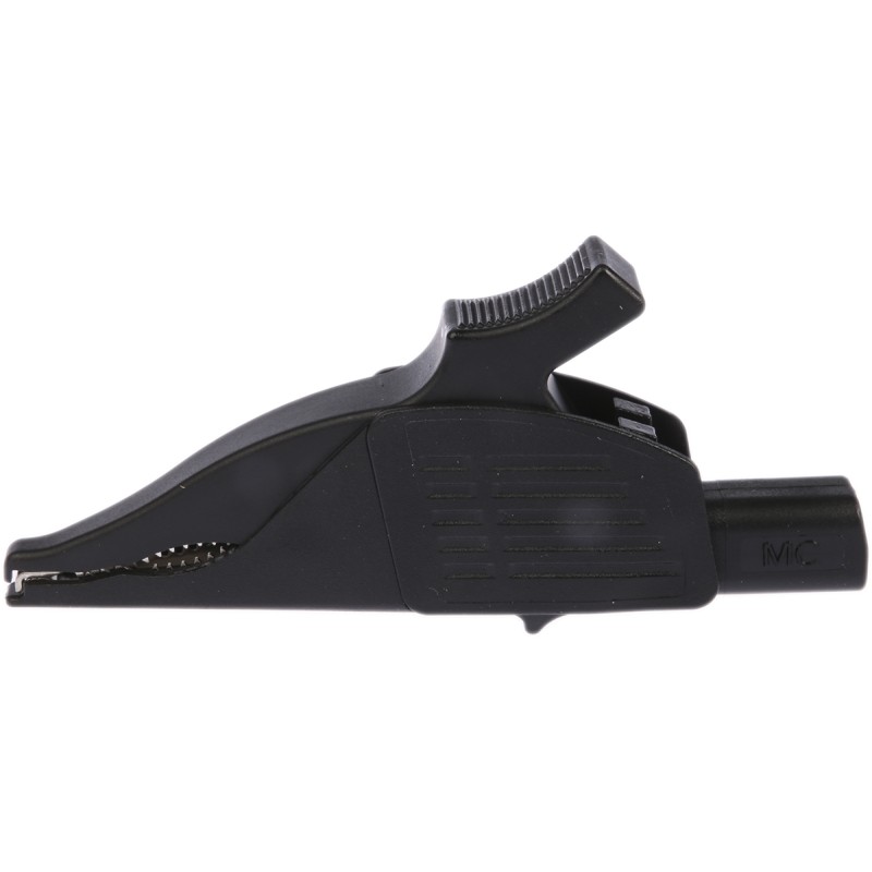 1 pcs - Staubli Crocodile Clip 4 mm Connection, Brass Contact, 32A, Black