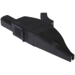 1 pcs - Staubli Crocodile Clip 4 mm Connection, Brass Contact, 32A, Black