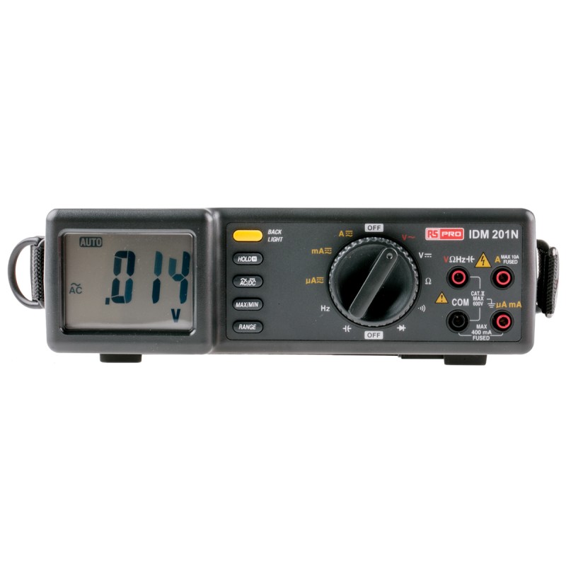 1 pcs - RS PRO IDM201 Bench Digital Multimeter, True RMS, 10A ac Max, 10A dc Max, 600V ac Max