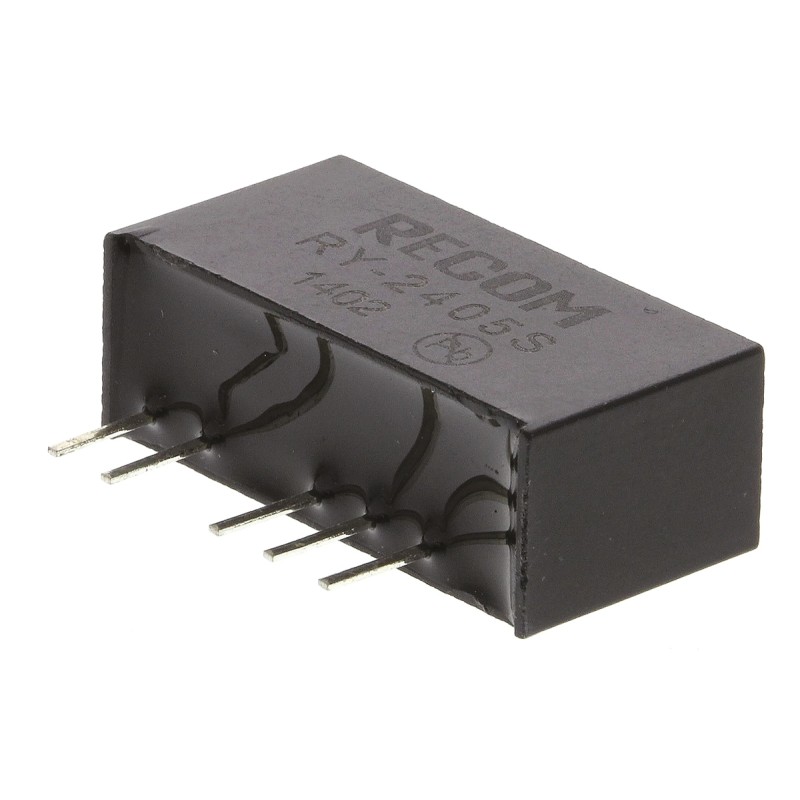 1 pcs - Recom RY DC-DC Converter, 5V dc/ 200mA Output, 22.8 - 25.2 V dc Input, 1W, Through Hole, +70°C Max Temp -40°C