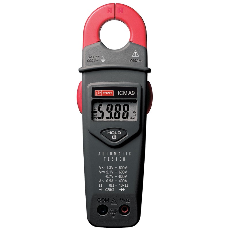 1 pcs - RS PRO ICMA9 Clamp Meter, Max Current 400A ac CAT II 1000 V, CAT III 600 V With RS Calibration