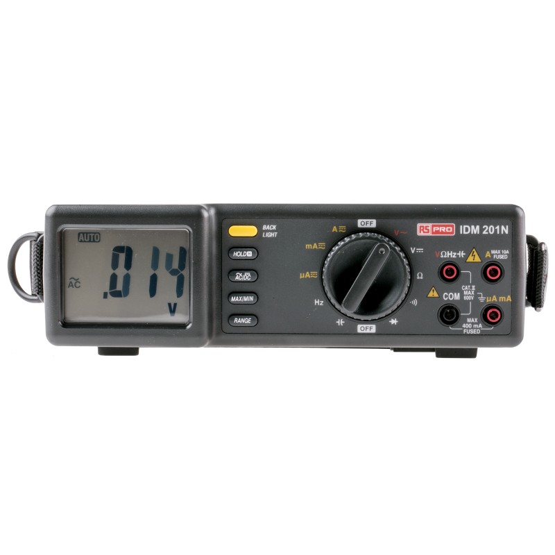 1 pcs - RS PRO IDM201 Bench Digital Multimeter, True RMS, 10A ac Max, 10A dc Max, 600V ac Max - UKAS Calibrated