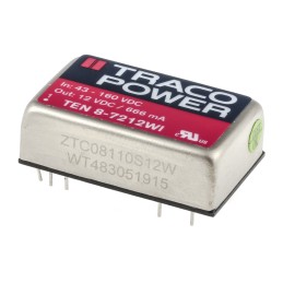 5 pcs - TRACOPOWER TEN 8WI DC-DC Converter, 12V dc/ 666mA Output, 43 - 160 V dc Input, 8W, Through Hole, +85°C Max Temp