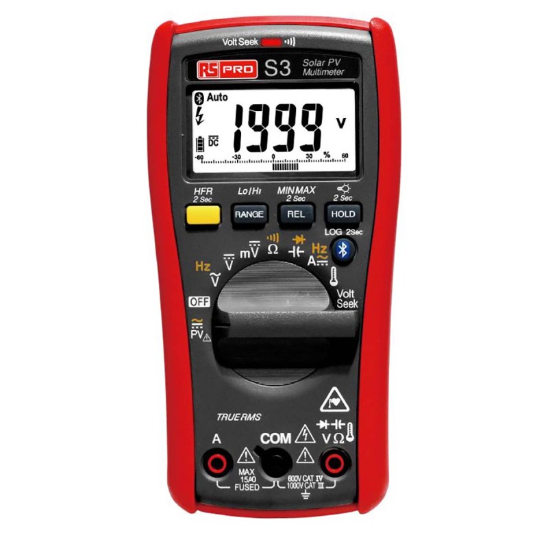 1 pcs - RS PRO S3 Handheld Digital Multimeter, True RMS, 10A ac Max, 10A dc Max, 1000V ac Max