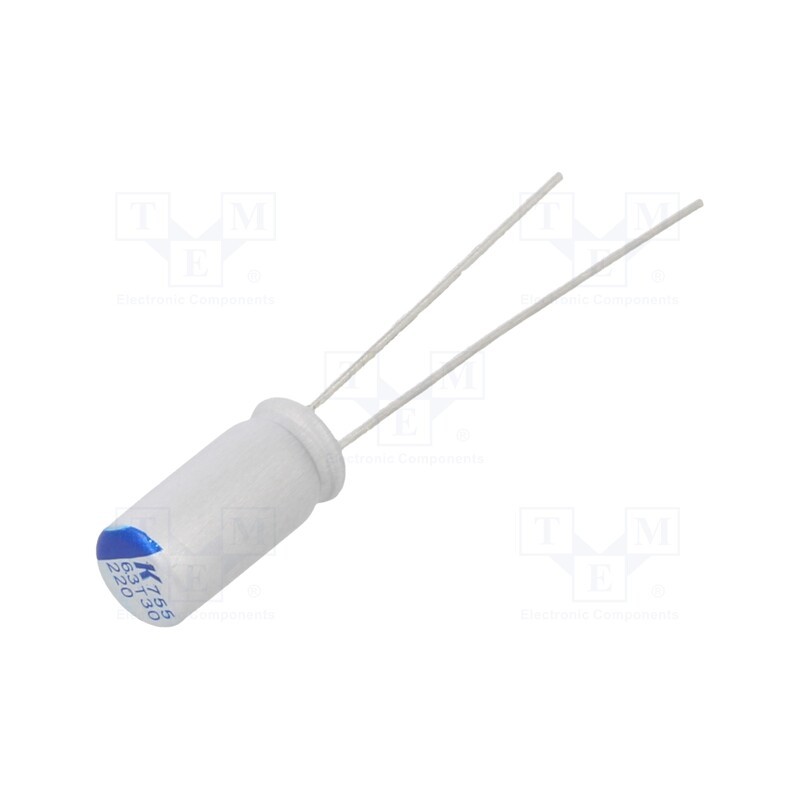 10 pcs x KEMET - A755BQ227M0JAAE018 - Capacitor: polymer, low ESR, 220uF, 6.3VDC, ESR: 18mΩ, A755, THT