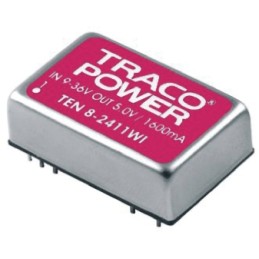 5 pcs - TRACOPOWER TEN 8WI DC-DC Converter, 15V dc/ 533mA Output, 43 - 160 V dc Input, 8W, PCB Mount, +85°C Max Temp