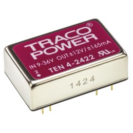 5 pcs - TRACOPOWER TEN 4 DC-DC Converter, ±12V dc/ ±165mA Output, 9 - 36 V dc Input, 4W, Through Hole, +75°C Max Temp