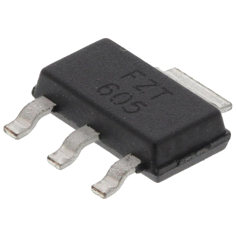 5 pcs - Diodes Inc FZT605TA NPN Darlington Transistor, 1.5 A 120 V HFE:500, 3 + Tab-Pin SOT-223