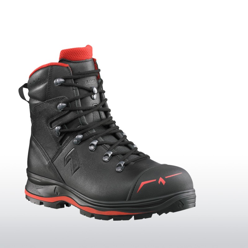 1 Pair - Haix 602017 Black/Red Steel Toe Capped Safety Boot, UK 10, EU 44
