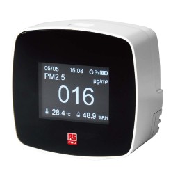 1 pcs - RS PRO Data Logging Air Quality Monitor for Humidity, PM 2.5, Temperature, +50°C Max, 95%RH Max, Battery-Powered