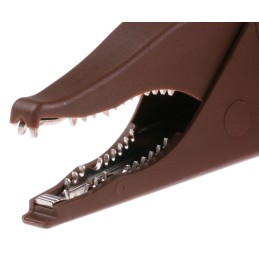 1 pcs - Staubli Crocodile Clip 4 mm Connection, Brass Contact, 32A, Brown