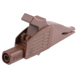 1 pcs - Staubli Crocodile Clip 4 mm Connection, Brass Contact, 32A, Brown