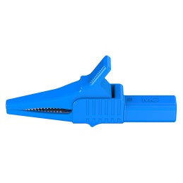1 pcs - Staubli Crocodile Clip 4 mm Connection, Brass Contact, 32A, Blue