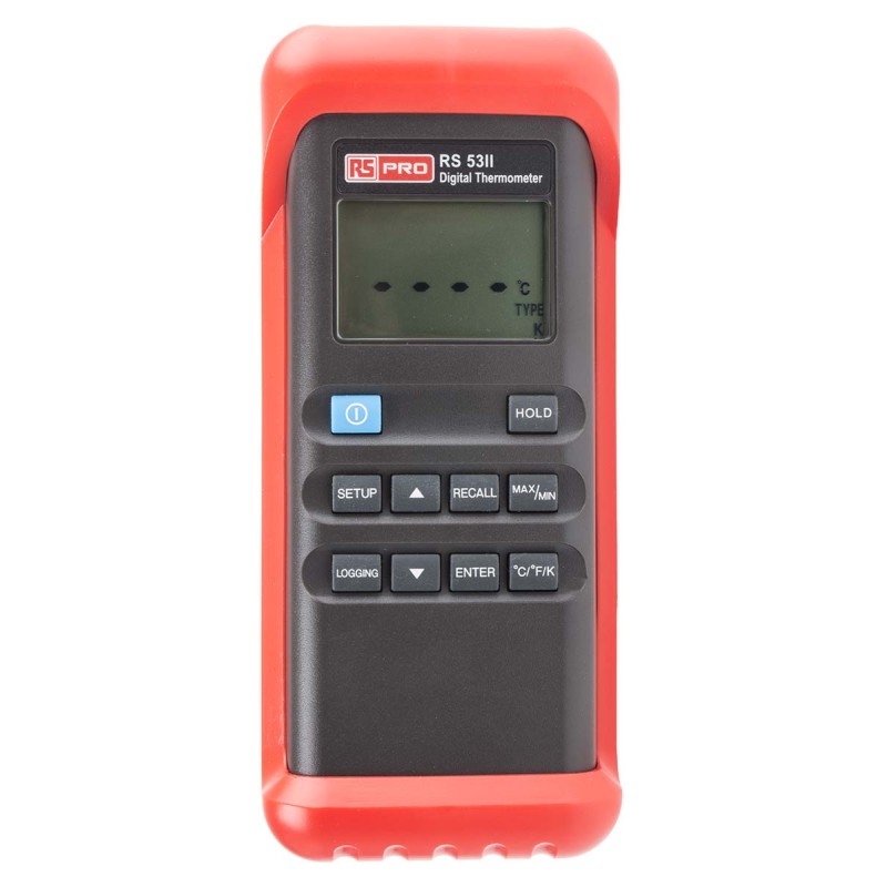 1 pcs - RS PRO Wired Digital Thermometer, J, K Probe, 1 Input(s), +1372 °C, +2501°F Max, ±0.1 % Accuracy - RS Calibration