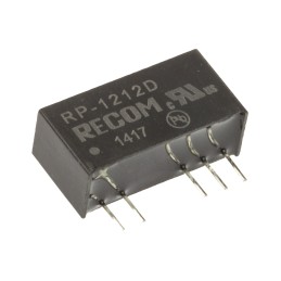 1 pcs - Recom RP DC-DC Converter, ±12V dc/ ±42mA Output, 10.8 - 13.2 V dc Input, 1W, Through Hole, +85°C Max Temp -40°C