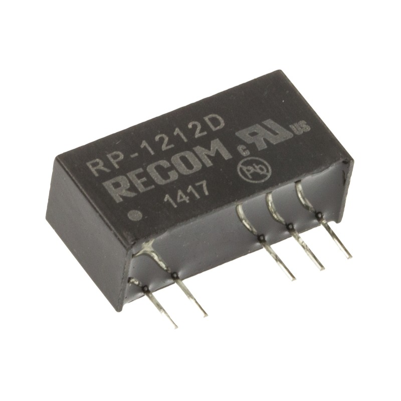 1 pcs - Recom RP DC-DC Converter, ±12V dc/ ±42mA Output, 10.8 - 13.2 V dc Input, 1W, Through Hole, +85°C Max Temp -40°C