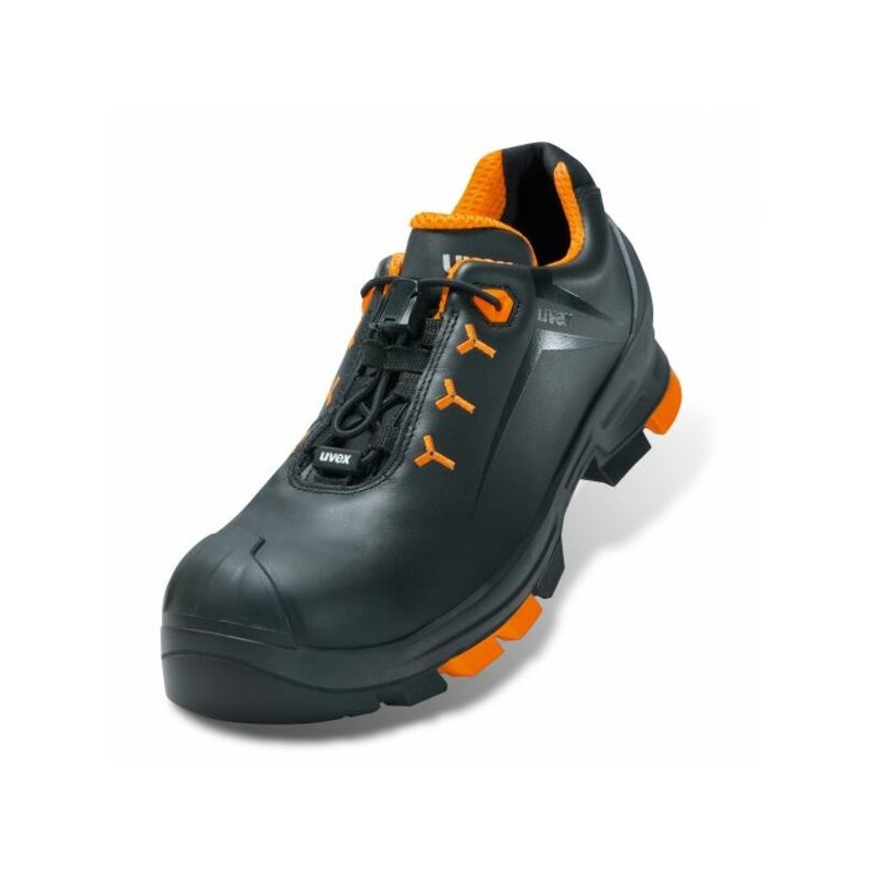 1 Pair - Uvex 2-6502 Unisex Black, Orange Composite Toe Capped Safety Shoes, UK 6, EU 39