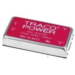 5 pcs - TRACOPOWER TEN 15 DC-DC Converter, 15V dc/ 1A Output, 18 - 36 V dc Input, 15W, Through Hole, +85°C Max Temp