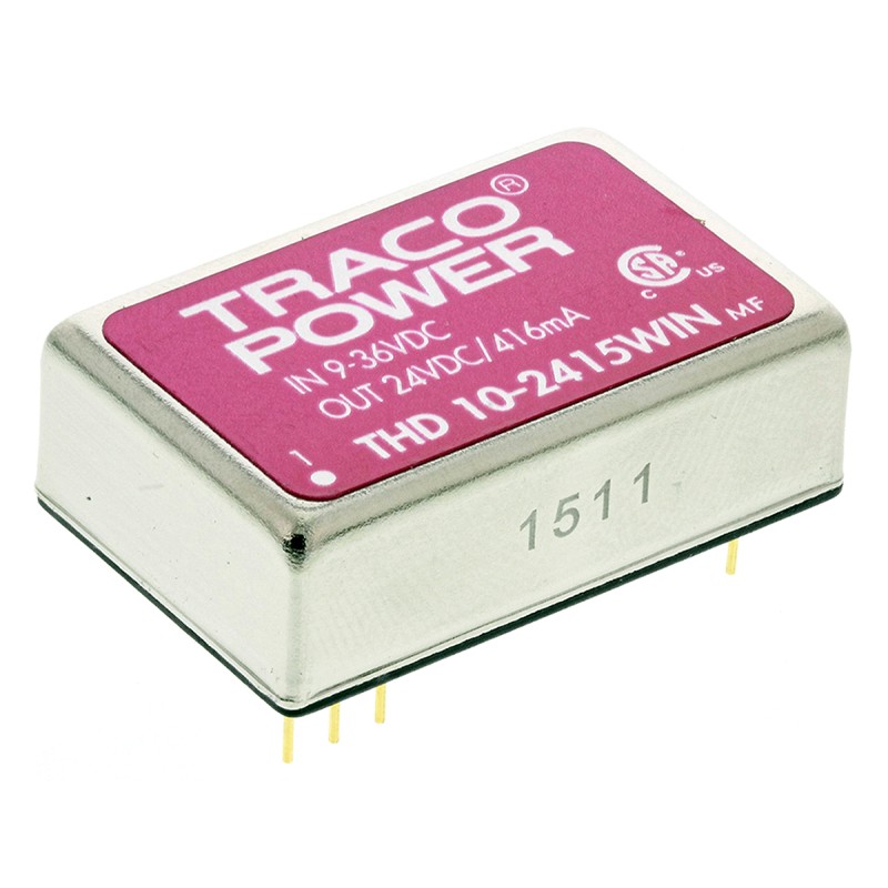 5 pcs - TRACOPOWER THD 10WIN DC-DC Converter, 24V dc/ 416mA Output, 9 - 36 V dc Input, 10W, Through Hole, +85°C Max Temp