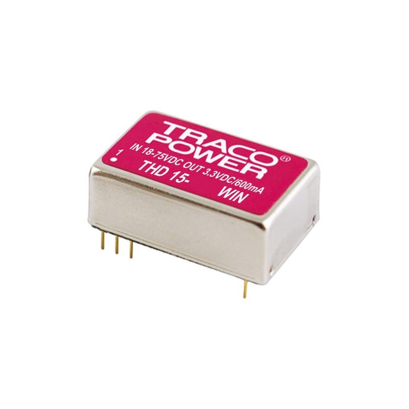5 pcs - TRACOPOWER THD 15WIN DC-DC Converter, 15V dc/ 1A Output, 9 - 36 V dc Input, 15W, Through Hole, +85°C Max Temp
