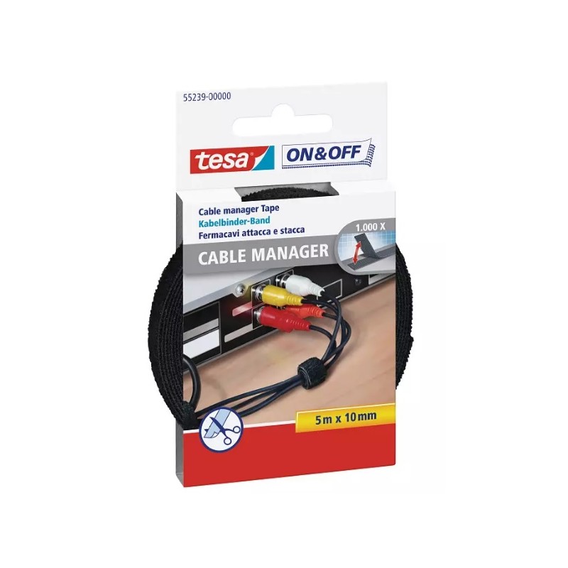 1 pcs - Tesa Cable Tie Bundling Tool, Releasable, 5m x 10 mm, Black Polyamide