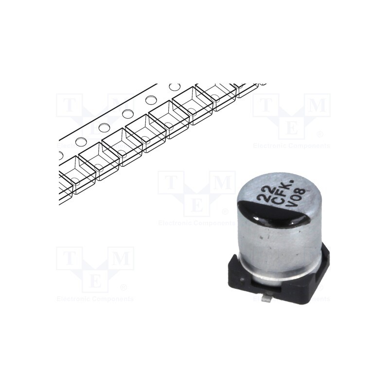 10 pcs x PANASONIC - EEEFK1C220AR - Capacitor: electrolytic, low ESR, SMD, 22uF, 16VDC, Ø5x5.8mm, ±20%