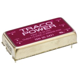 5 pcs - TRACOPOWER TEN 30 DC-DC Converter, ±5V dc/ ±3A Output, 18 - 36 V dc Input, 30W, Through Hole, +85°C Max Temp