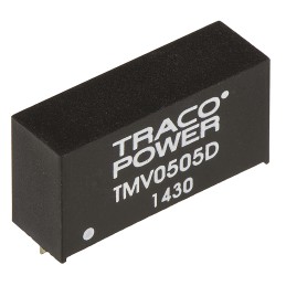 1 pcs - TRACOPOWER TMV DC-DC Converter, ±5V dc/ ±100mA Output, 4.5 - 5.5 V dc Input, 1W, Through Hole, +85°C Max Temp