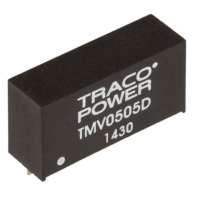 1 pcs - TRACOPOWER TMV DC-DC Converter, ±5V dc/ ±100mA Output, 4.5 - 5.5 V dc Input, 1W, Through Hole, +85°C Max Temp