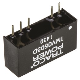 1 pcs - TRACOPOWER TMV DC-DC Converter, ±5V dc/ ±100mA Output, 4.5 - 5.5 V dc Input, 1W, Through Hole, +85°C Max Temp