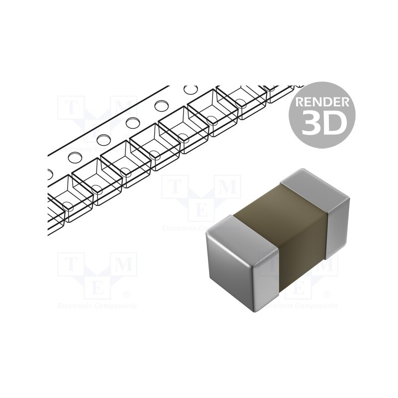 10 pcs x KEMET - CBR04C101F3GAC - Capacitor: ceramic, MLCC, 100pF, 25V, C0G (NP0), ±1%, SMD, 0402
