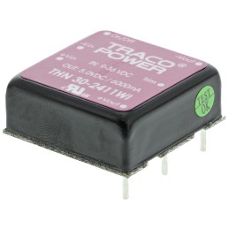 5 pcs - TRACOPOWER THN 30WI DC-DC Converter, 5V dc/ 6A Output, 9 - 36 V dc Input, 30W, Through Hole, +85°C Max Temp