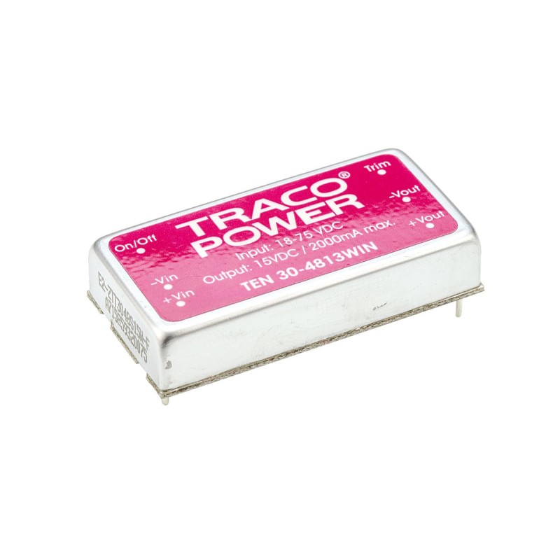 5 pcs - TRACOPOWER TEN 30WIN DC-DC Converter, 15V dc/ 2A Output, 18 - 75 V dc Input, 30W, Through Hole, +75°C Max Temp