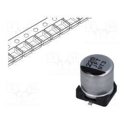 10 pcs x PANASONIC - EEEFT0J221AR - Capacitor: electrolytic, low ESR, SMD, 220uF, 6.3VDC, Ø5x5.8mm