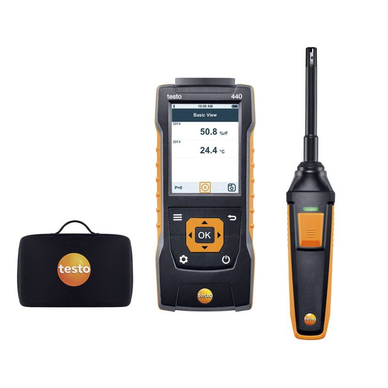 1 pcs - Testo 440 Humidity Kit with Bluetooth Anemometer, Measures Humidity, Temperature