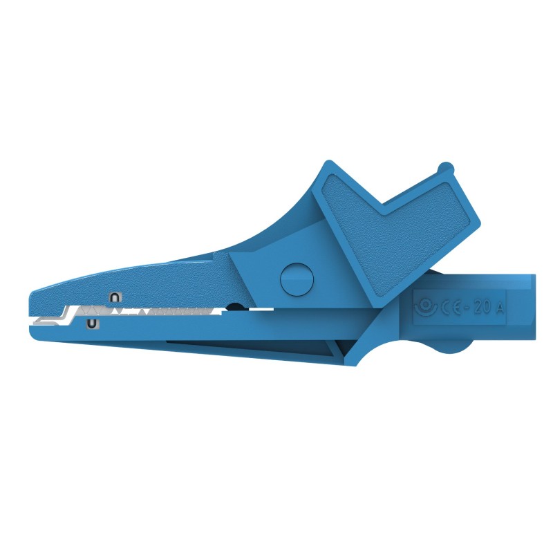 1 pcs - Electro PJP Alligator Clip, Nickel-Plated Steel Contact, 20A, Blue