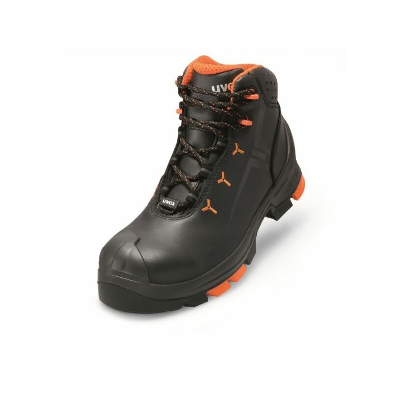 1 Pair - Uvex 2-6503 Black, Orange ESD Safe Composite Toe Capped Unisex Safety Boots, UK 7, EU 41