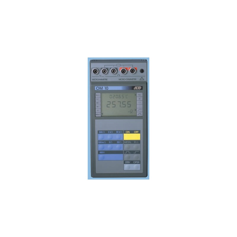 1 pcs - Aoip Instrumentation OM 10 Handheld Ohmmeter, 50000 Ω Max, 0.1 °C, 1 V, 10 μΩ Resolution, 4 Wire