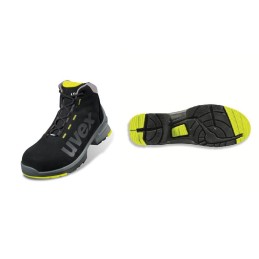 1 Pair - Uvex U8545 Unisex Black, Grey, Yellow Toe Capped Safety Trainers, UK 8, EU 42