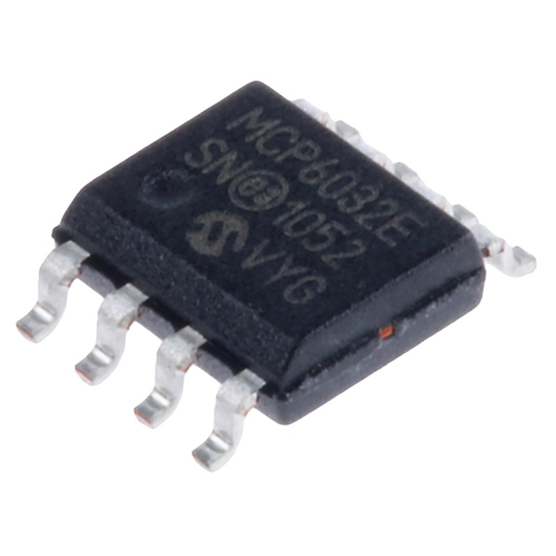 5 pcs - MCP6032-E/SN Microchip, Precision, Op Amp, RRIO, 10kHz 1 kHz, 3 V, 5 V, 8-Pin SOIC